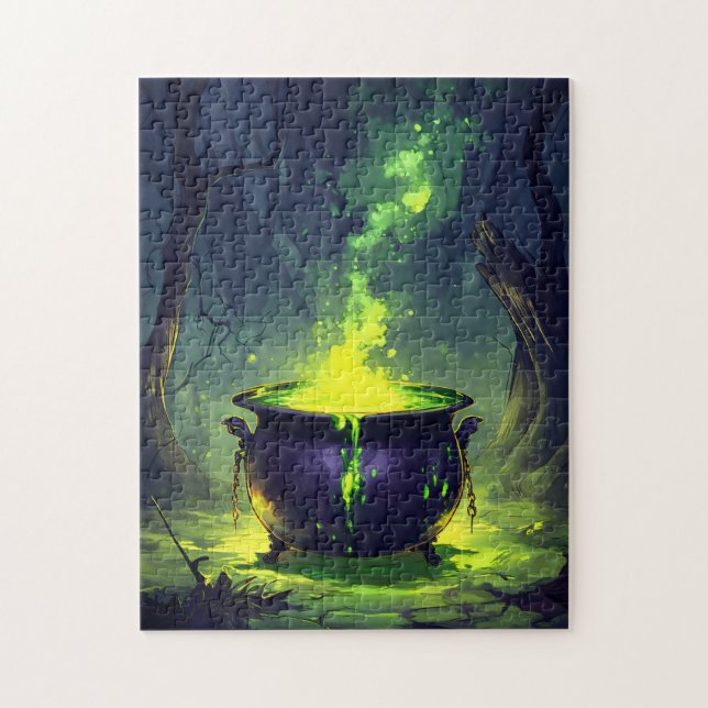 Glowing Magic Potion Cauldron Halloween Pussel (Vertikal)