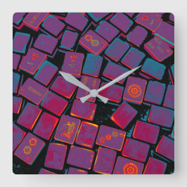 Glowing Mah Jongg Tiles Wall Clock Fyrkantig Klocka