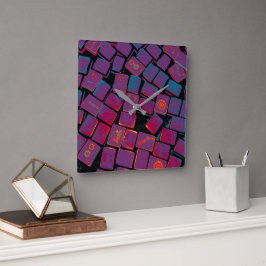Glowing Mah Jongg Tiles Wall Clock Fyrkantig Klocka
