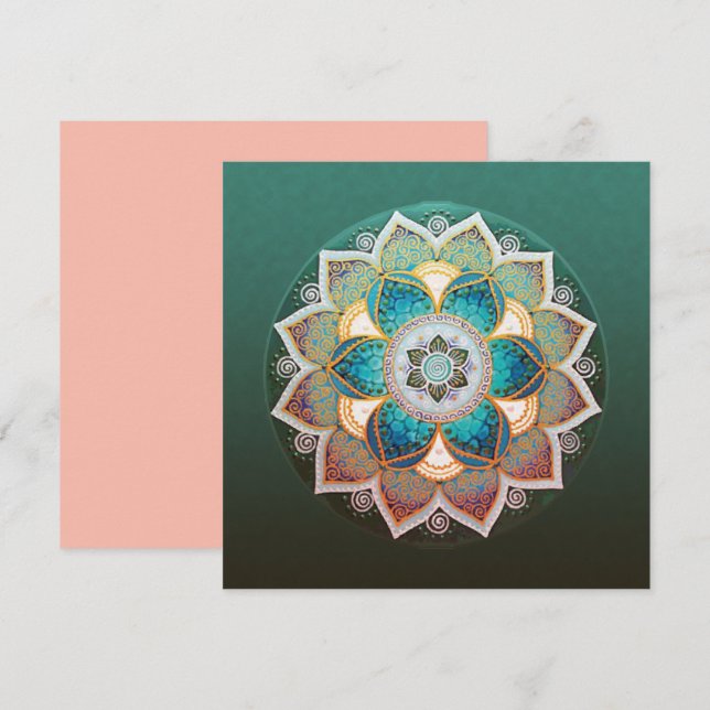 Glowing Mandala - gratulationskort (Fram/baksida)