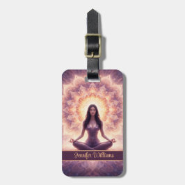 Glowing Mandala Meditation Woman Custom Name       Bagagebricka