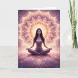 Glowing Mandala Meditation Woman Custom Name       Kort