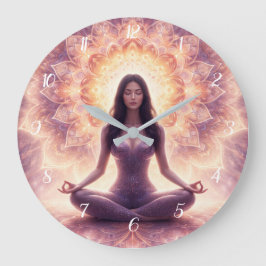 Glowing Mandala Meditation Woman Custom Name       Stor Klocka