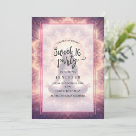 Glowing Mandala Meditation Woman Inbjudningar