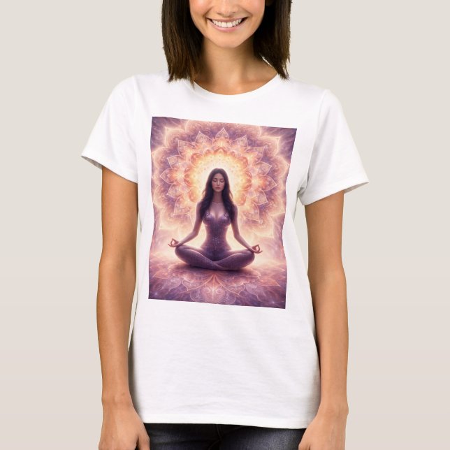 Glowing Mandala Meditation Woman T Shirt (Framsida)