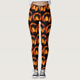 Glowing Måne & Spooky Cat Halloween Leggings