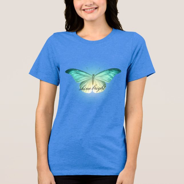 Glowing Mint Cream Butterfly T Shirt (Framsida)