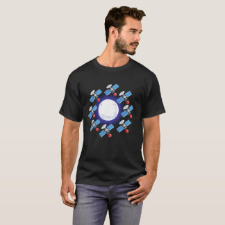 Glowing Moon Orb with Satellite Ring | Cosmic T Shirt