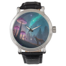 Glowing Mushroom Forest Fox Fantasy Art Armbandsur