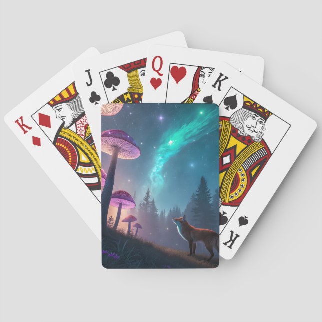 Glowing Mushroom Forest Fox Fantasy Art Casinokort (Baksidan)