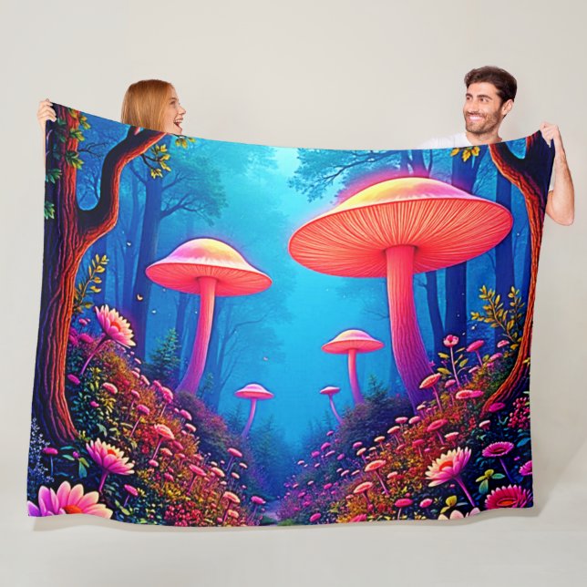 Glowing Mushroom Magic Fleecefilt (På plats)