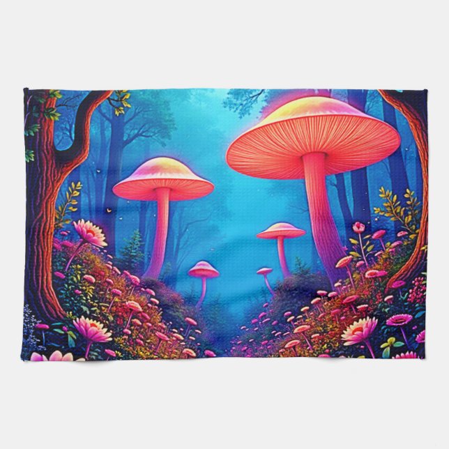 Glowing Mushroom Magic Kökshandduk (Horisontell)