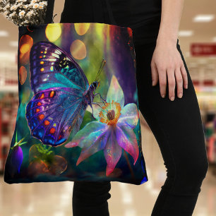 Glowing Mystical Forest Butterfly Vår Flower Tygkasse