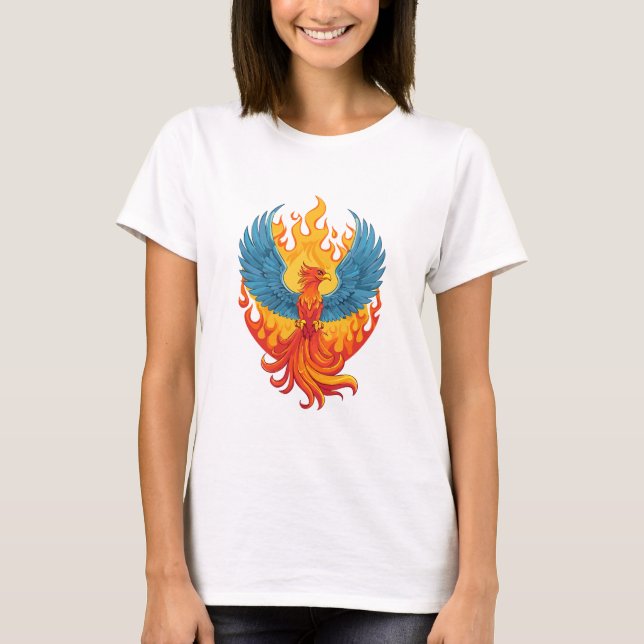 Glowing mythological Fantasy Phoenix Bird T Shirt (Framsida)