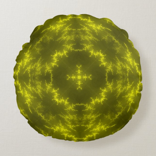 Glowing Neon Electric Thunder Bolts Rund Kudde (Framsidan)