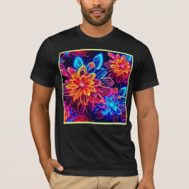 Glowing Neon Flowers Art T Shirt