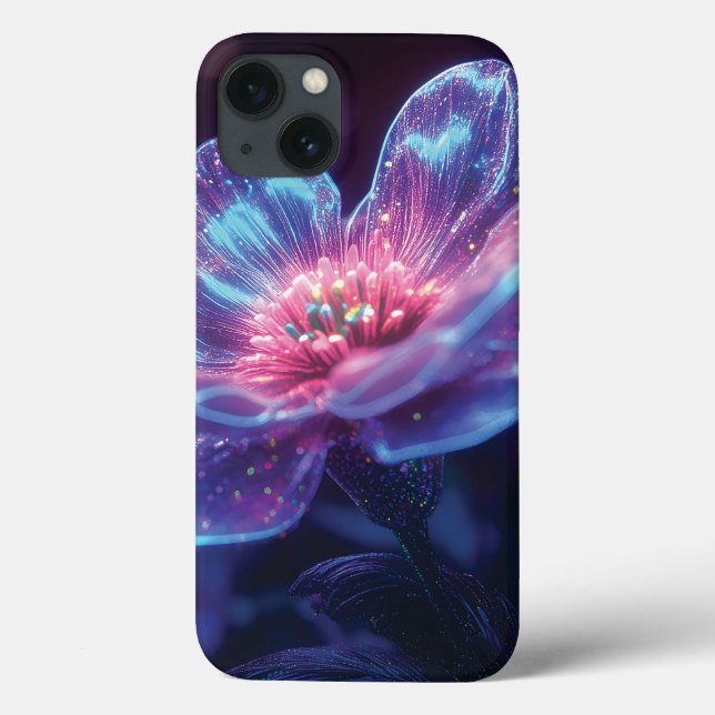 "Glowing Neon Flowers - Enchanting Cosmic Blommigt (Baksida)