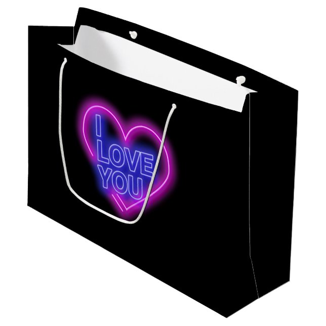Glowing Neon Se Rosa Blue Valentine Heart (Framsidan Vinklad)