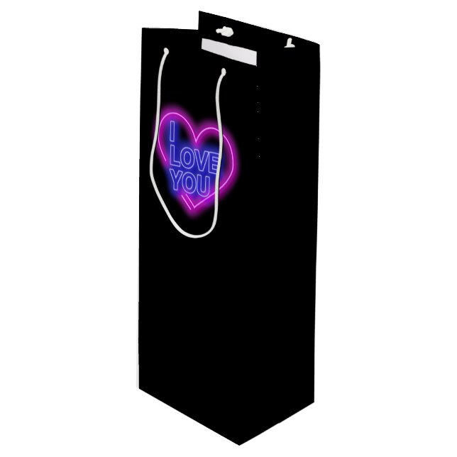 Glowing Neon Se Rosa Blue Valentine Heart (Framsidan Vinklad)