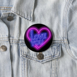 Glowing Neon Se Rosa Blue Valentine Heart Knapp