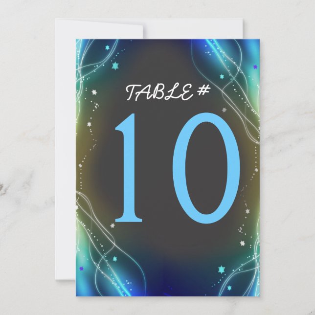 Glowing Neon Stars Pub Mitzvah Bordsnummer Card (Framsida)