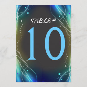 Glowing Neon Stars Pub Mitzvah Bordsnummer Card