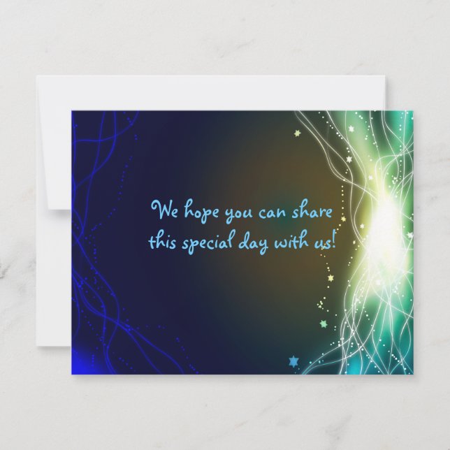 Glowing Neon Stars Pub Mitzvah REPLY Card OSA Kort (Framsida)