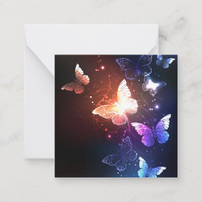Glowing Night Butterflies Anteckningskort (Framsida)