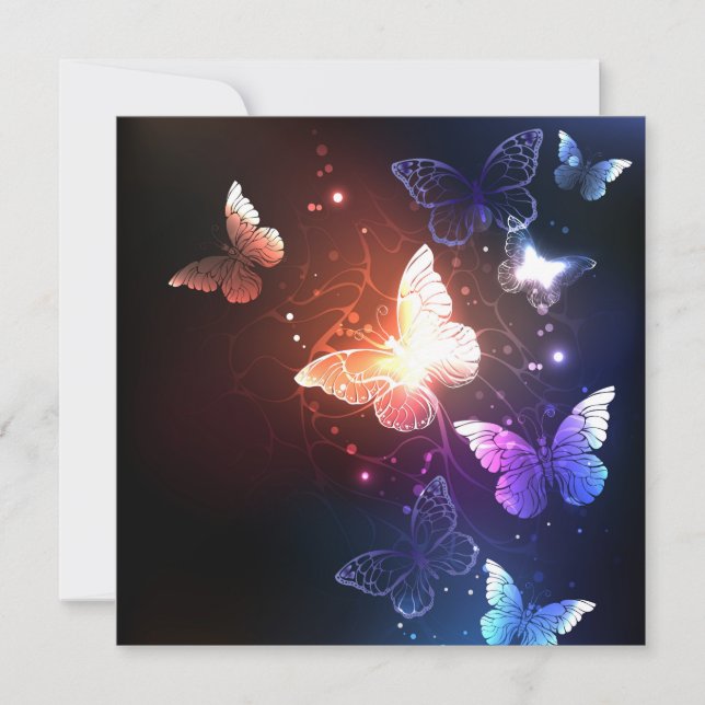 Glowing Night Butterflies Anteckningskort (Framsida)
