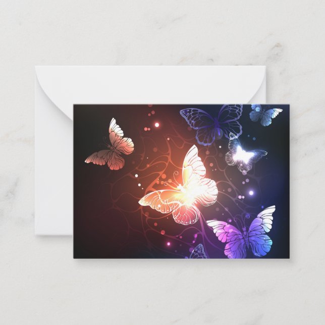 Glowing Night Butterflies Anteckningskort (Framsida)