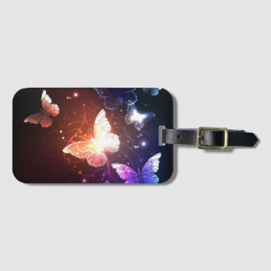 Glowing Night Butterflies Bagagebricka