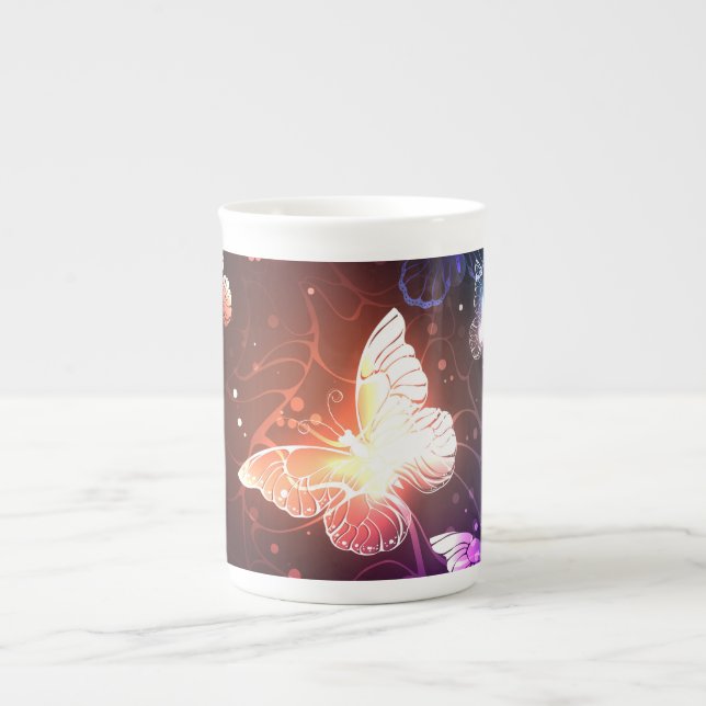 Glowing Night Butterflies Benporslin Mugg (Framsidan)
