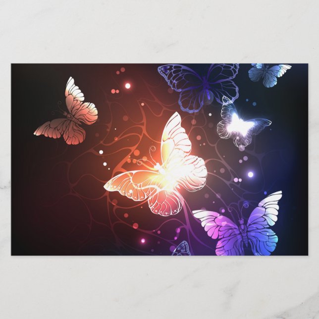 Glowing Night Butterflies Brevpapper (Framsida)