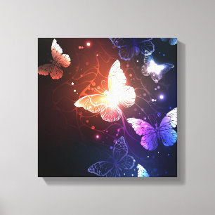 Glowing Night Butterflies Canvastryck