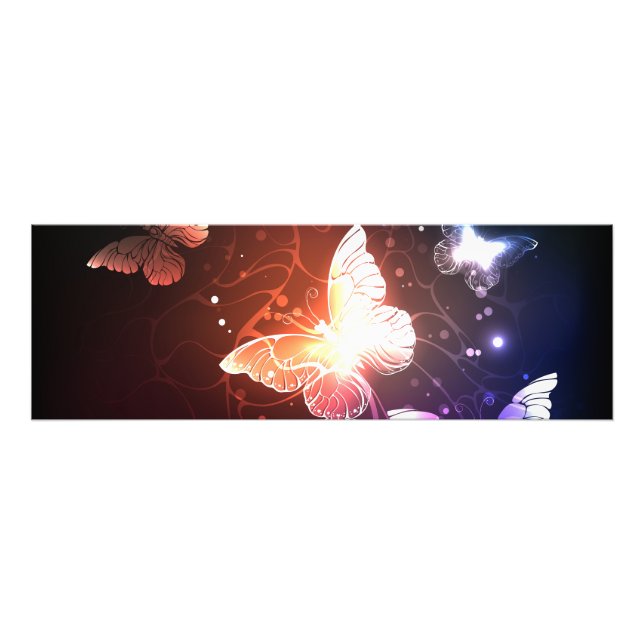 Glowing Night Butterflies Fototryck (Framsidan)