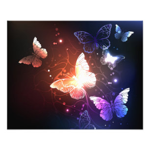 Glowing Night Butterflies Fototryck
