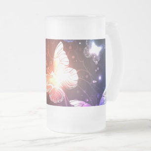 Glowing Night Butterflies Frostat Ölglas