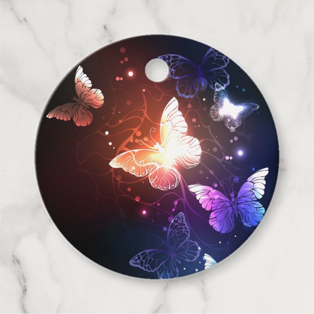 Glowing Night Butterflies Gåvor Etiketter (Framsida)
