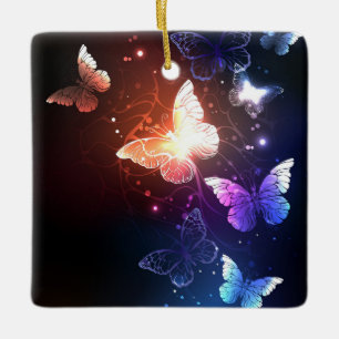 Glowing Night Butterflies Julgransprydnad Keramik