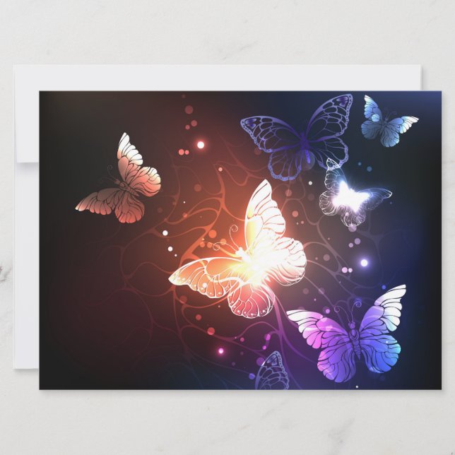 Glowing Night Butterflies Julkort (Framsida)