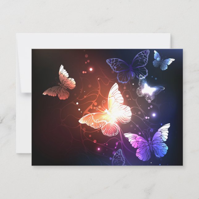 Glowing Night Butterflies Julkort (Framsida)