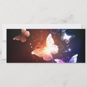 Glowing Night Butterflies Julkort