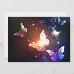 Glowing Night Butterflies Julkort