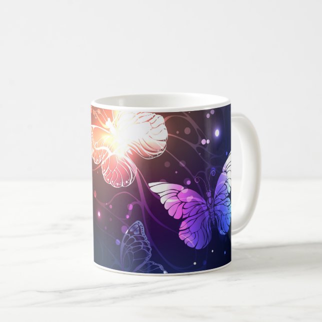 Glowing Night Butterflies Kaffemugg (Framsida höger)