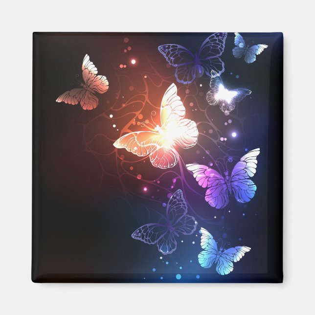 Glowing Night Butterflies Magnet (Framsidan)
