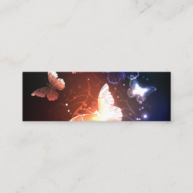 Glowing Night Butterflies Mini Visitkort (Framsida)