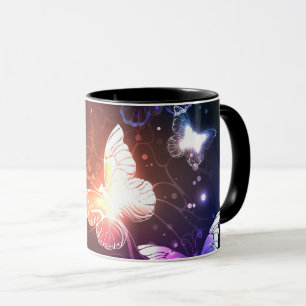 Glowing Night Butterflies Mugg