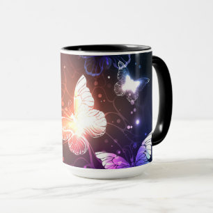 Glowing Night Butterflies Mugg