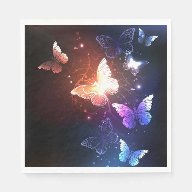 Glowing Night Butterflies Pappersservett (Framsidan)