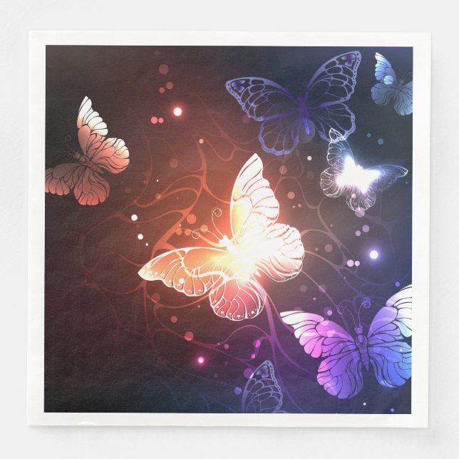 Glowing Night Butterflies Pappersservett (Framsida)